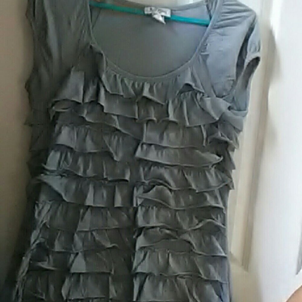 Grey ruffled shirt